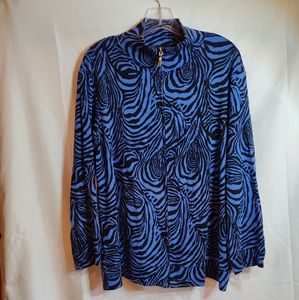 Rafaella Woman cardigan size 1x blue and black long sleeve pre-owned